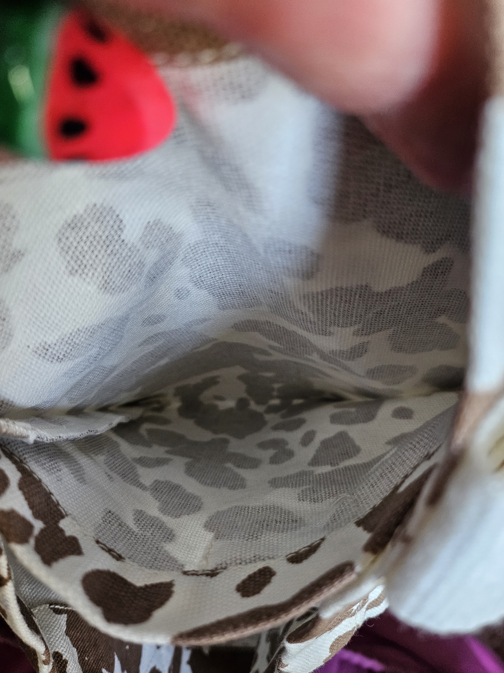 LOFT Brown and Cream Cowprint Canvas Tote with LOVE LOFT Straps - Picture 5 of 9
